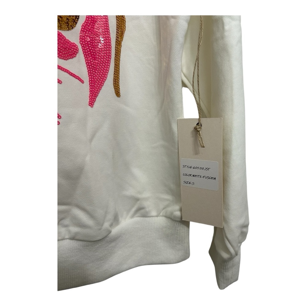Blue Velvet Pink and Gold Sequins Tiger Sweatshirt - Picture 3 of 6